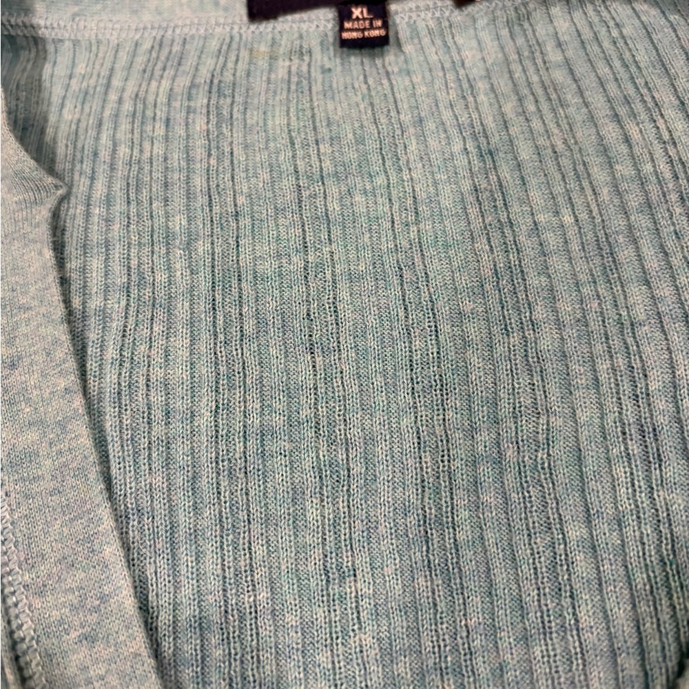 GAP Light Blue Ribbed V-Neck Button Cardigan - Picture 2 of 6